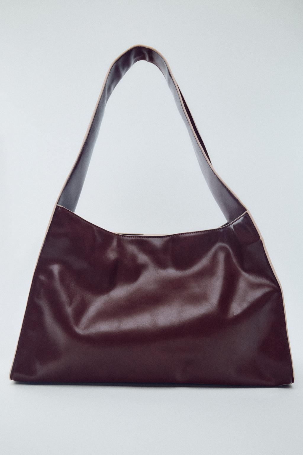 CONTRAST TOPSTITCHING TOTE BAG