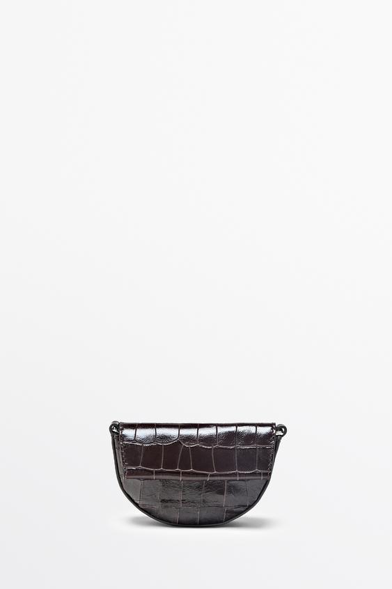 Zara Croco-effect leather mini bag - Brown - Image 0