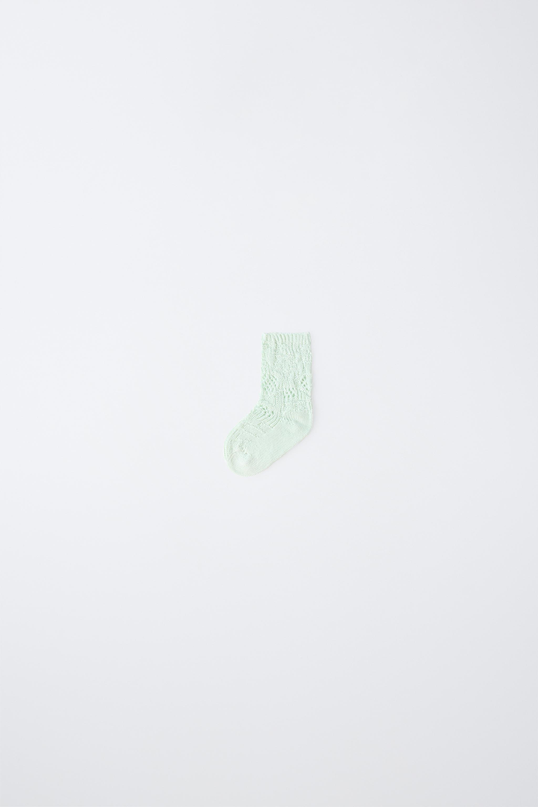 COTTON AND SILK OPENWORK MID-LENGTH SOCKS — Pastel green