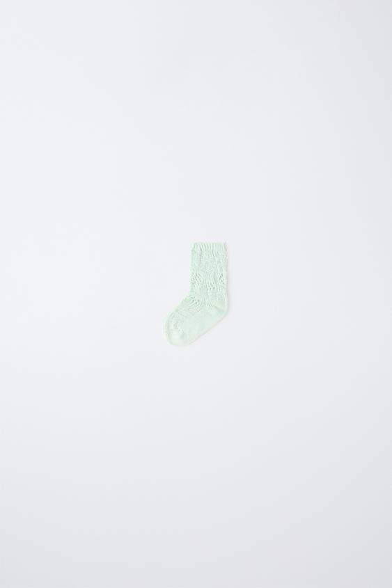 COTTON AND SILK OPENWORK SOCKS - Pastel green de Zara - Imagen 0