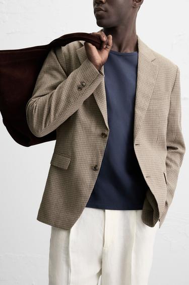 HOUNDSTOOTH BLAZER - Brown by Zara - Image 4