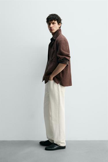 RELAXED FIT JACQUARD SHIRT - Brown by Zara - Image 3