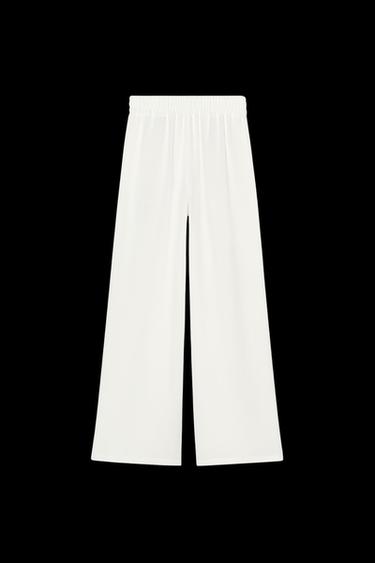 PANTALÓN CREPE WIDE LEG - Blanco roto de Zara