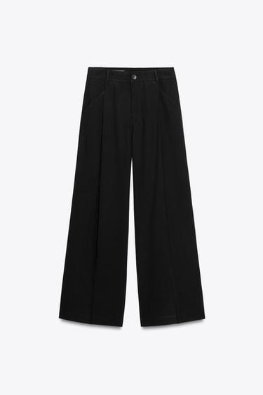 Zara PLEATED PANTS - Black