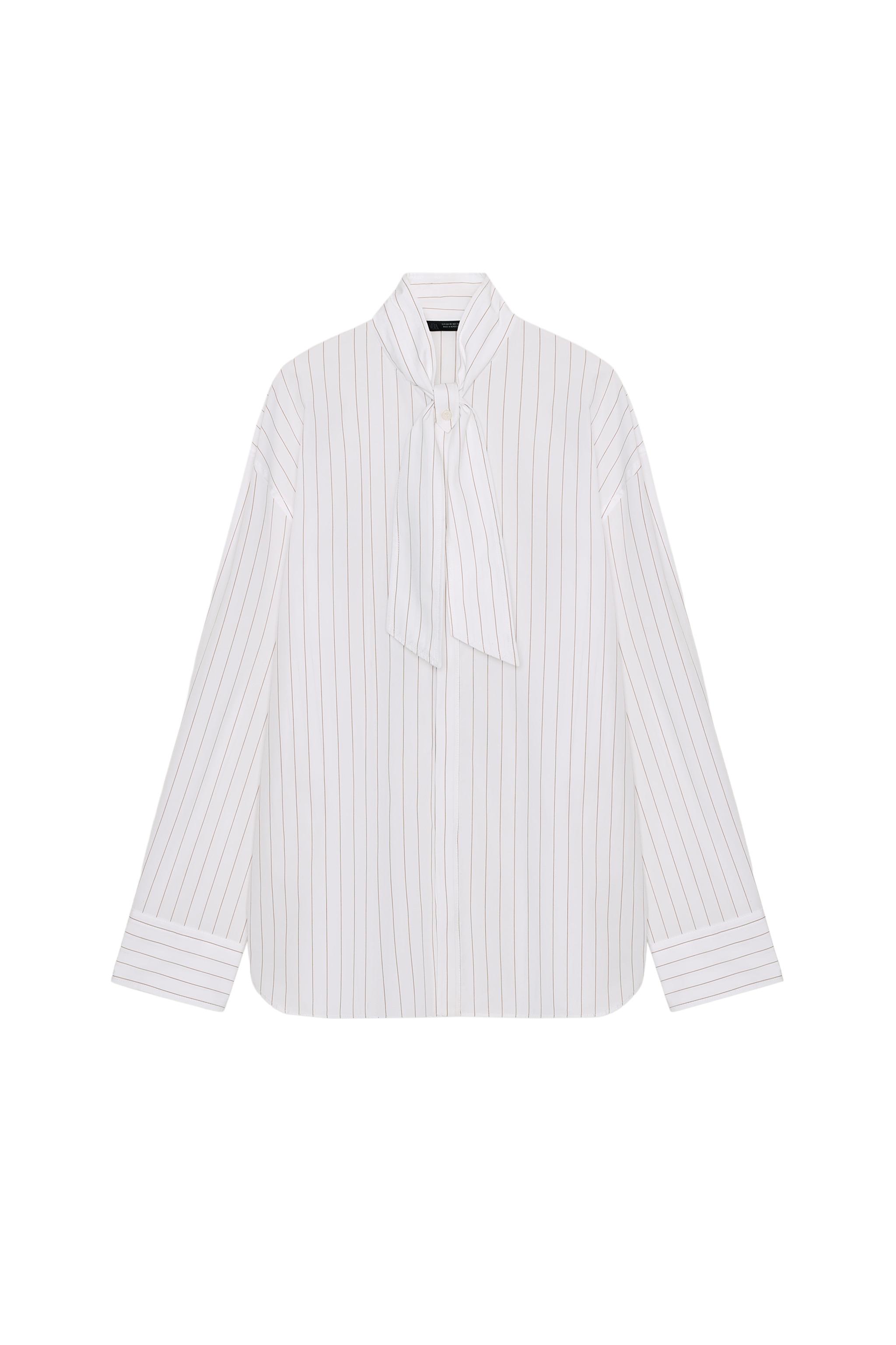 STRIPED POPLIN SHIRT WITH POCKET SQUARE