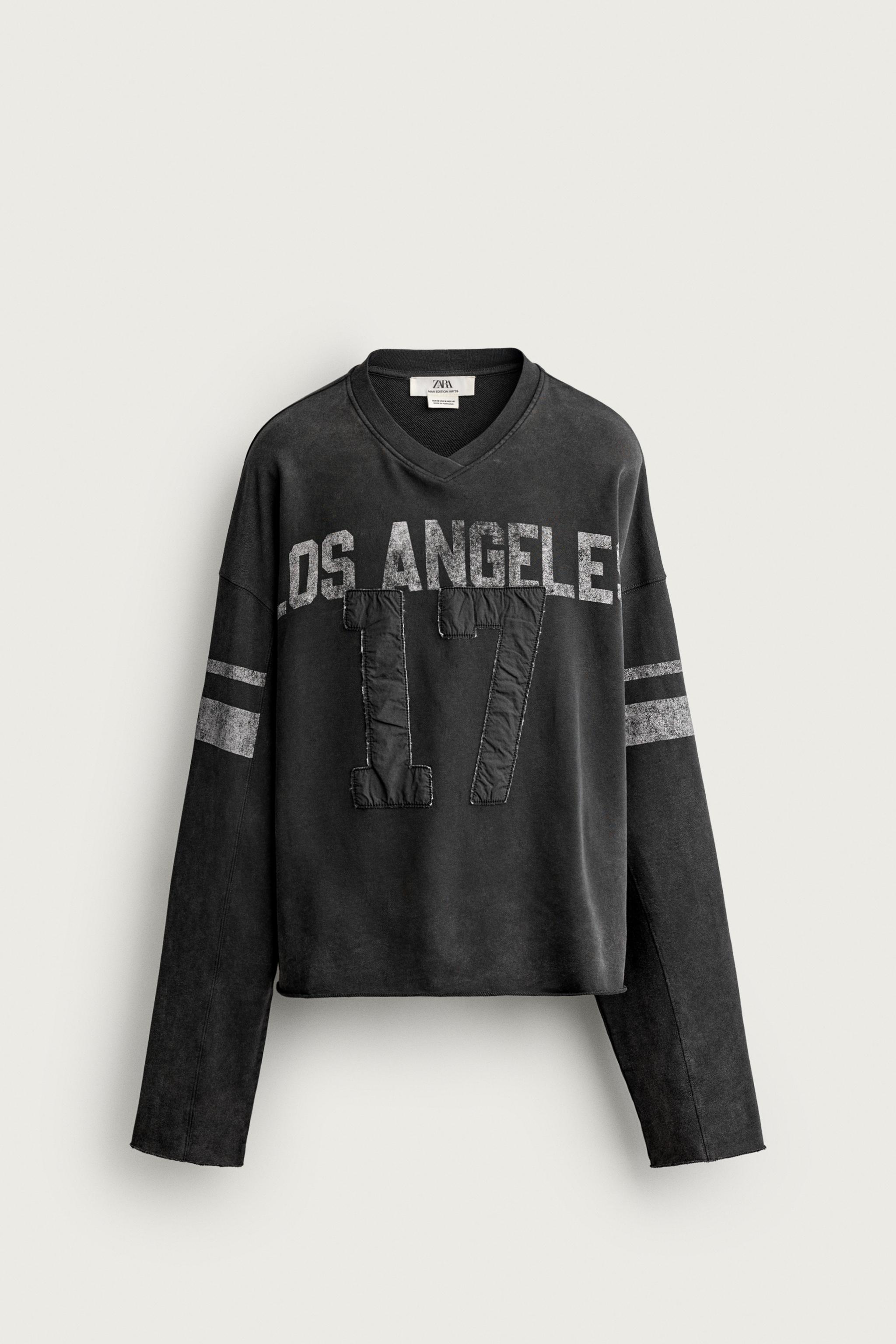 VINTAGE WASHED PATCH CROPPED SWEATSHIRT — Black