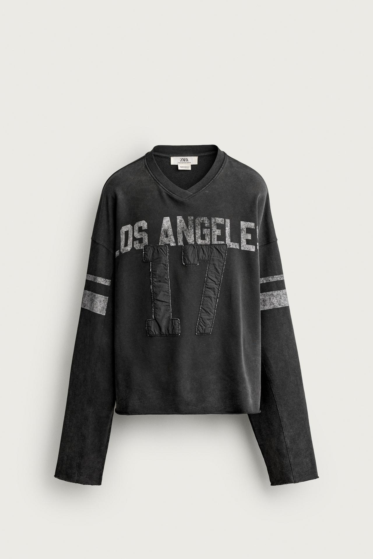 VINTAGE WASHED PATCH CROPPED SWEATSHIRT — Black