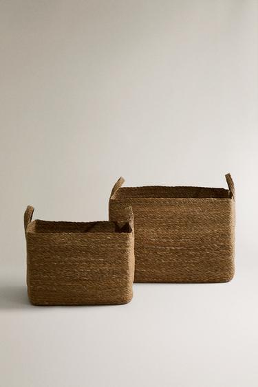 Zara RECTANGULAR SEAGRASS BASKET - Brown