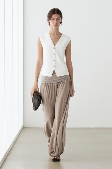 Zara Knit waistcoat with button details - White - Image 0
