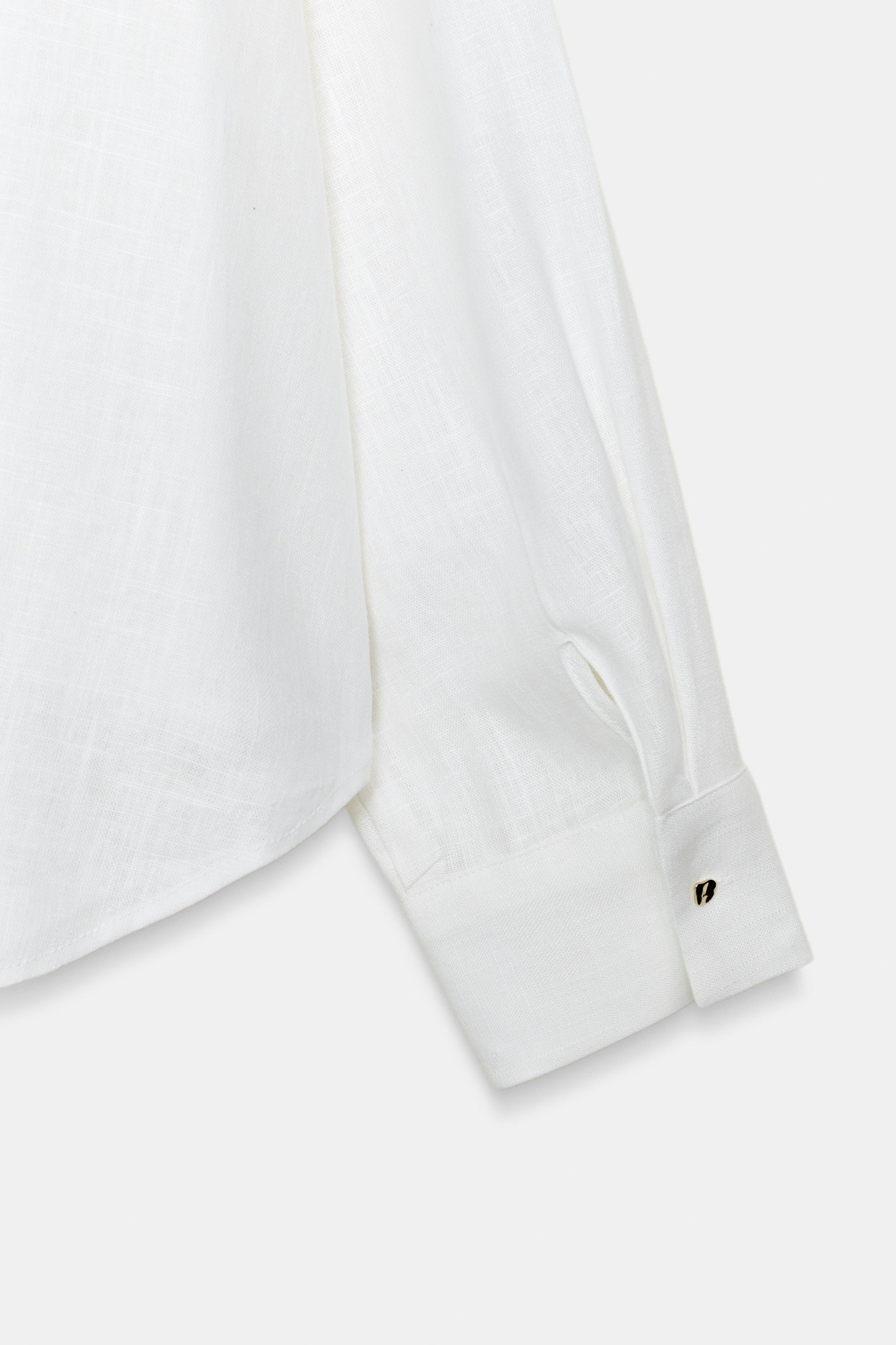 LINEN BLEND SHIRT WITH PUFFED HEM