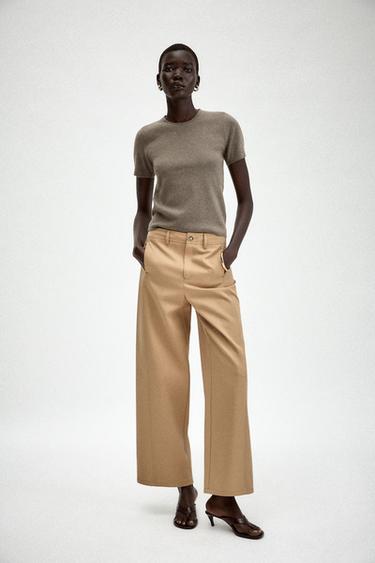 JERSEY MANGA CORTA PUNTO TACTO SUAVE - Gris topo de Zara