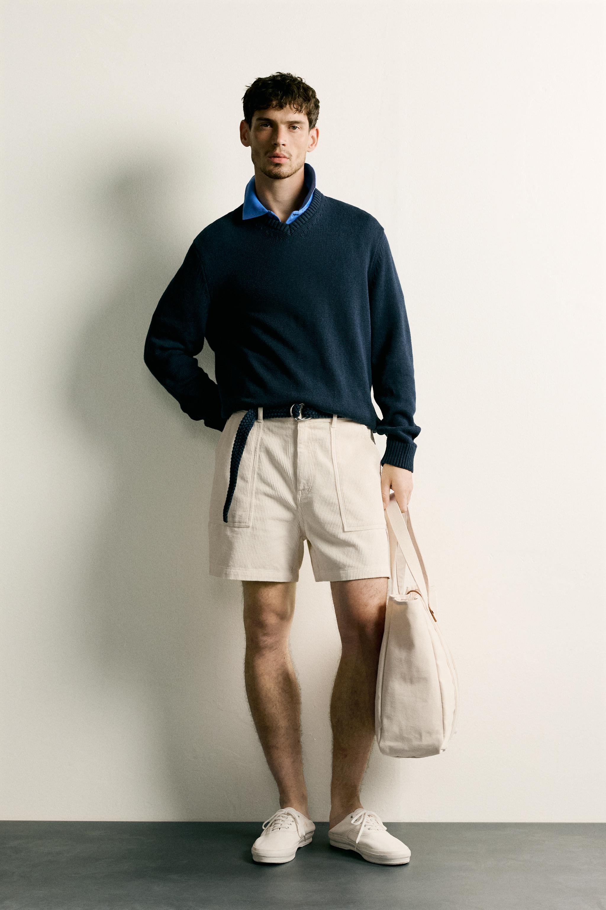 Zara REGULAR FIT FİTİLLİ KADİFE BERMUDA