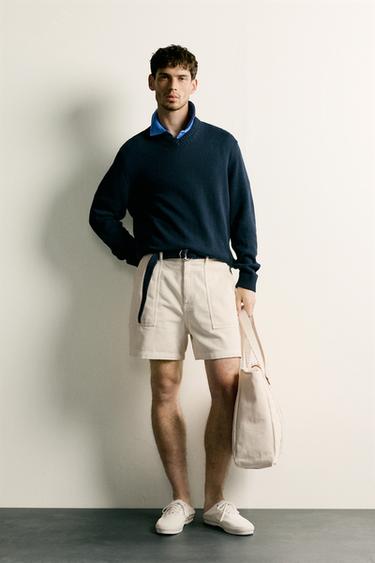 REGULAR FIT CORDUROY BERMUDA SHORTS - Ecru by Zara - Image 0