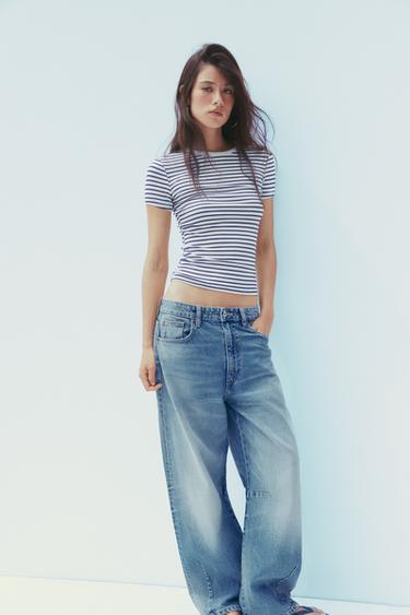 SHORT SLEEVE VISCOSE T-SHIRT - Stripes by Zara - Image 0
