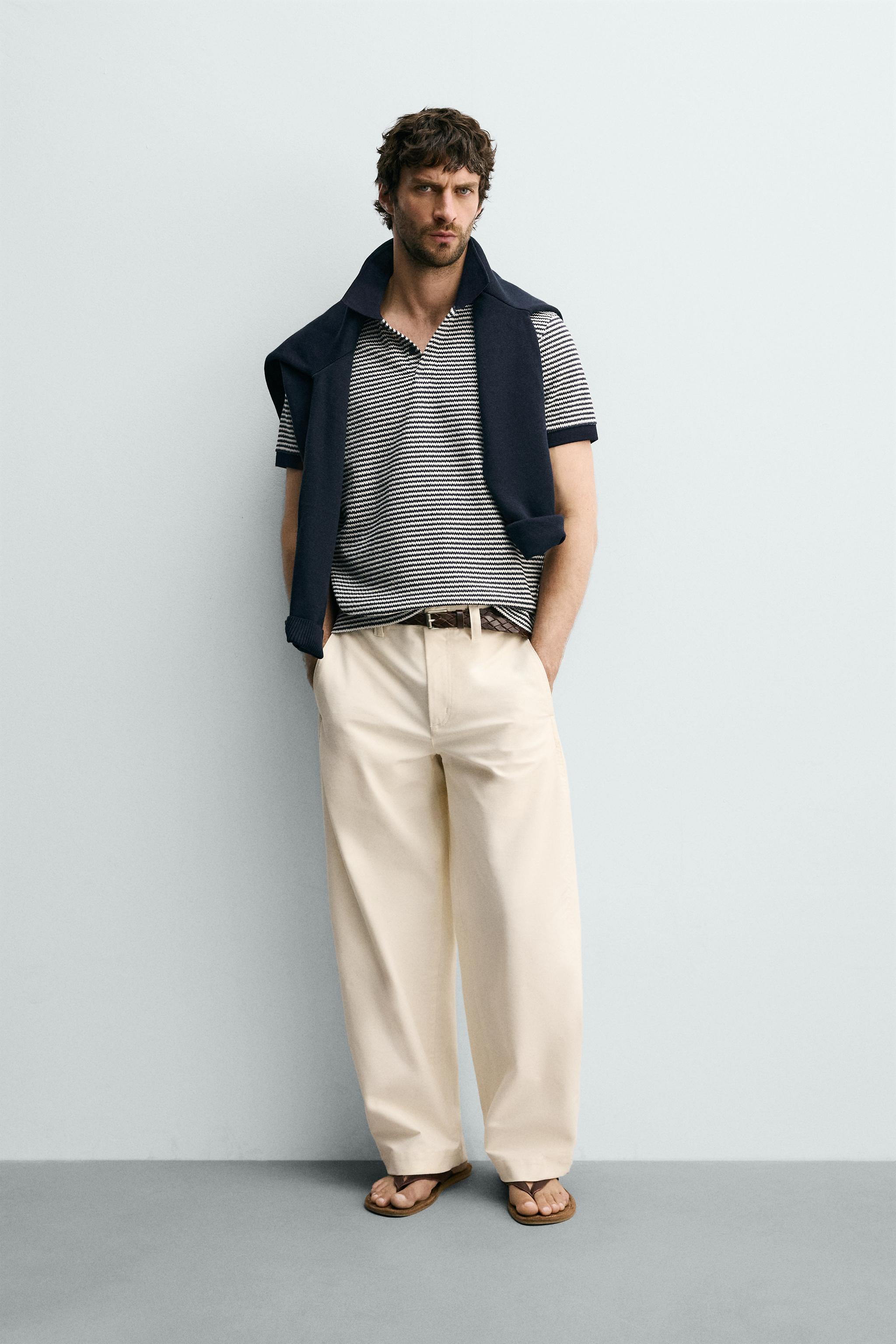 Мужские рубашки Zara REGULAR FIT STRIPED TEXTURED POLO