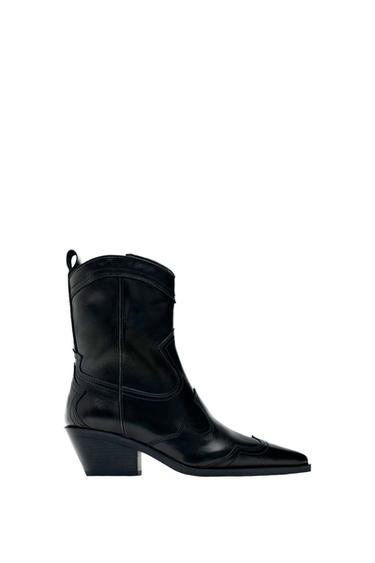 HEELED COWBOY ANKLE BOOTS WITH PIECES