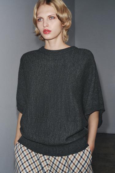 JERSEY PUNTO MANGA ANCHA - Gris de Zara