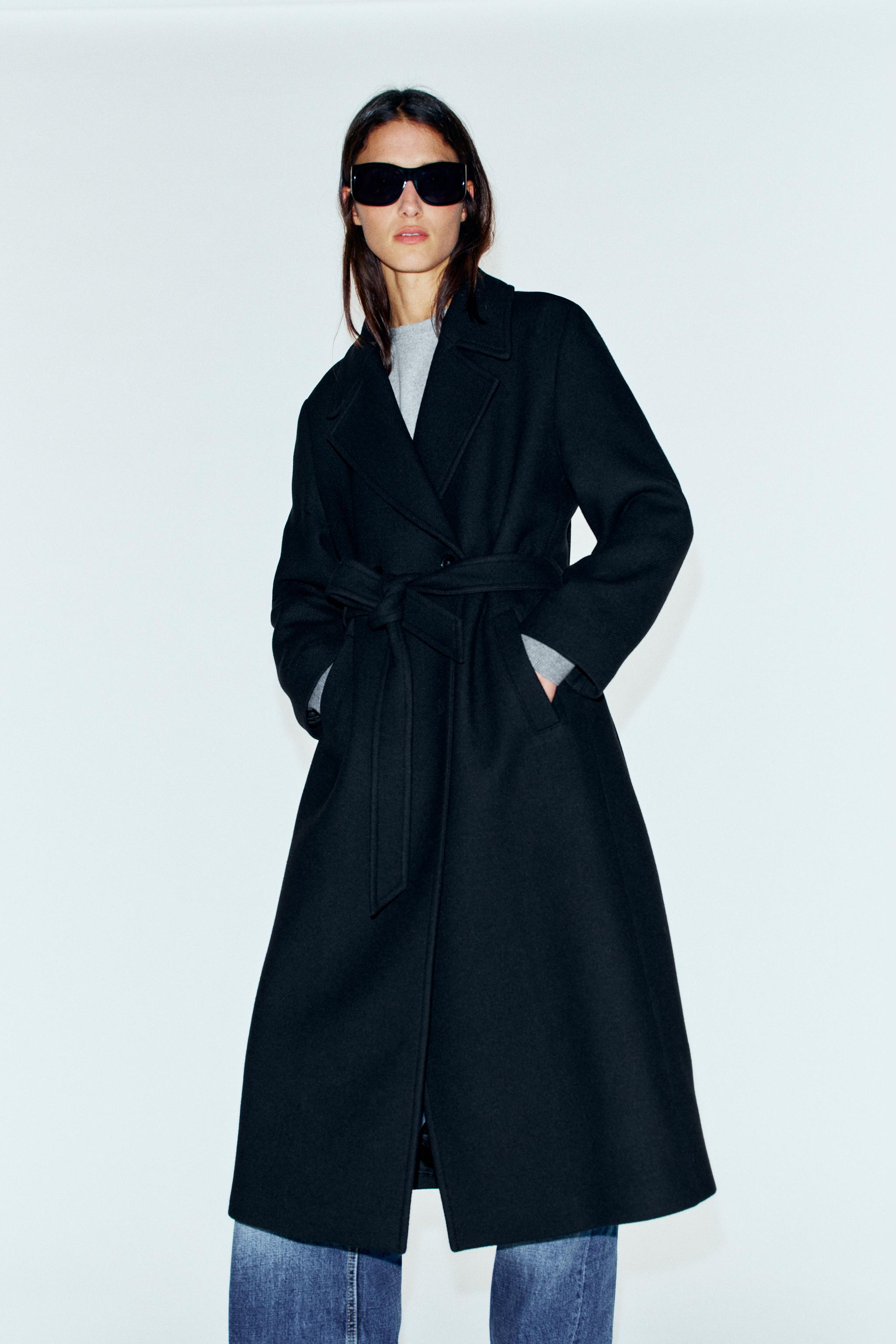 MANTEAU LONG AVEC LAINE ET CEINTURE