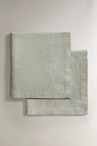 PACK OF WASHED LINEN NAPKINS (PACK OF 2) - Greenish by Zara - Image 0