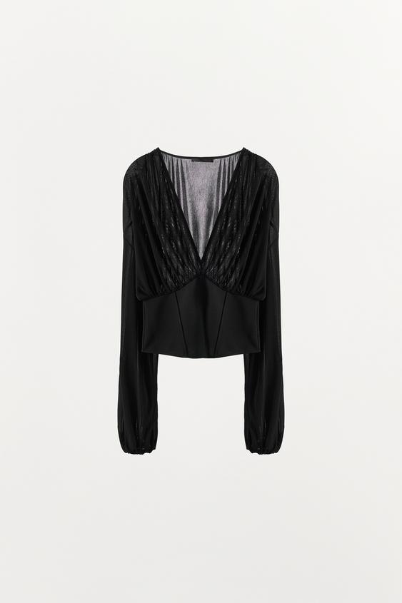 COMBINED CORSETRY-INSPIRED TOP - Black by Zara - Image 0