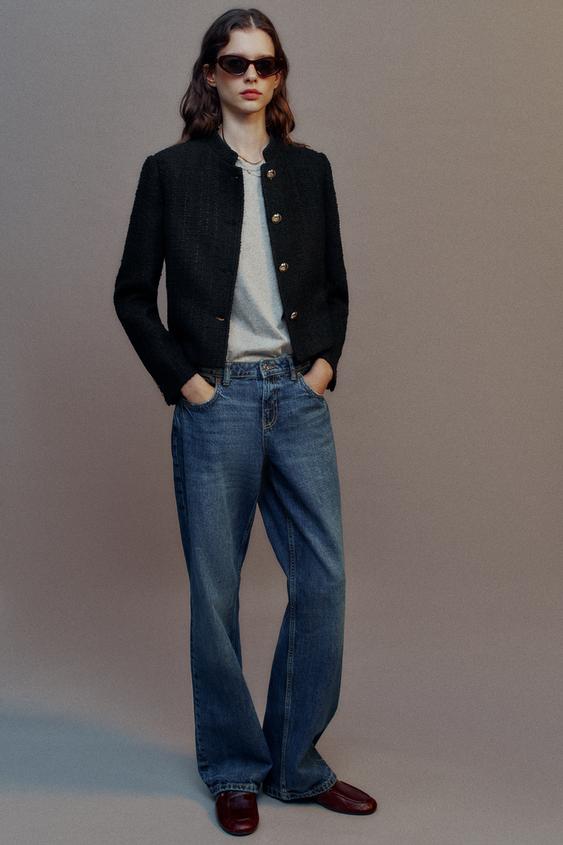 BLAZER MED STROPPER I SIDEN - Sort fra Zara - Billede 0