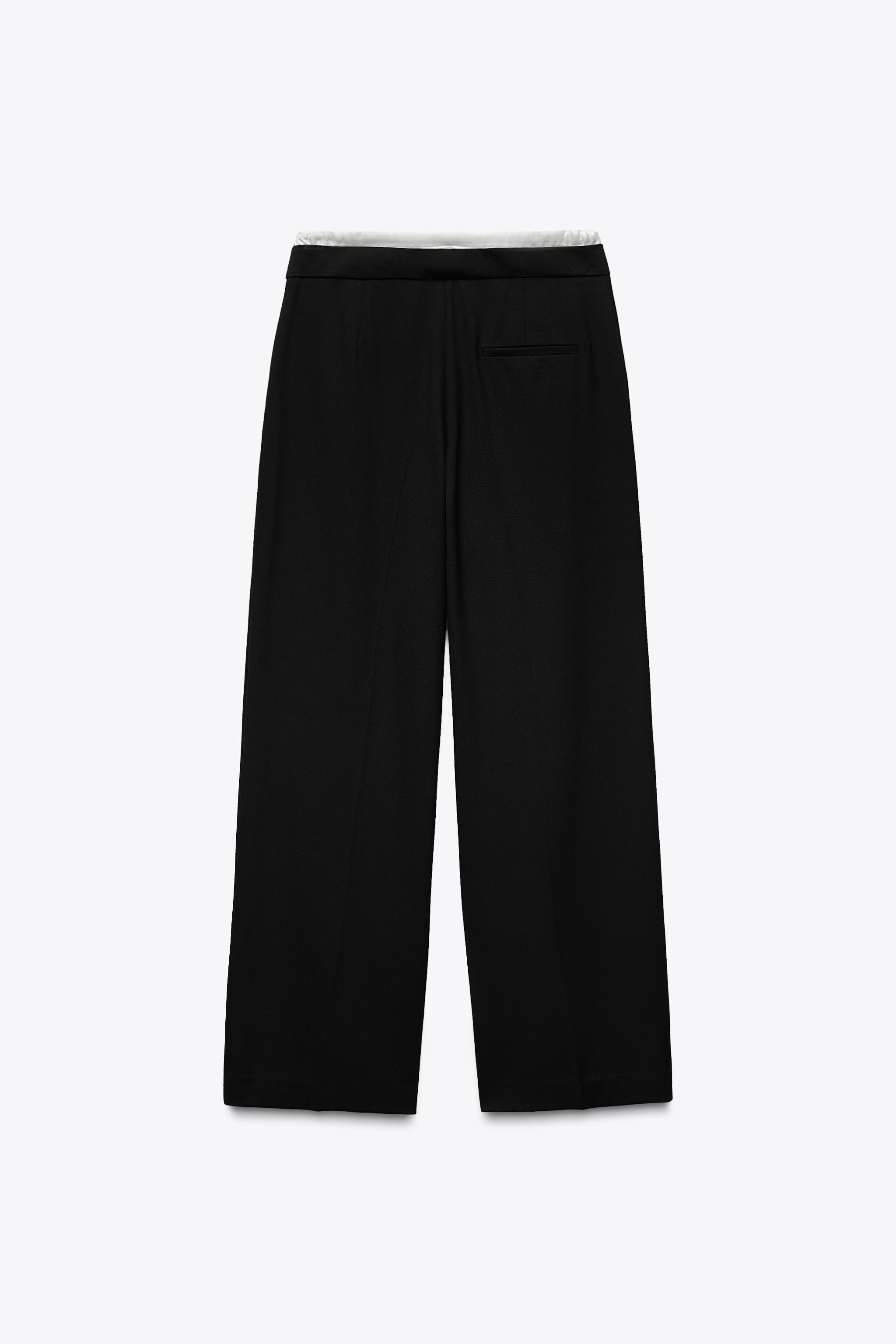 WIDE-LEGパンツ ダブルウエストバンド - ブラック | ZARA Japan