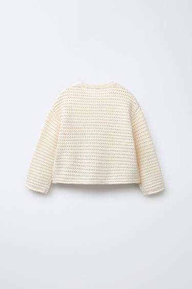 PULL EN MAILLE À FLEURS - Écru de Zara - Image 1