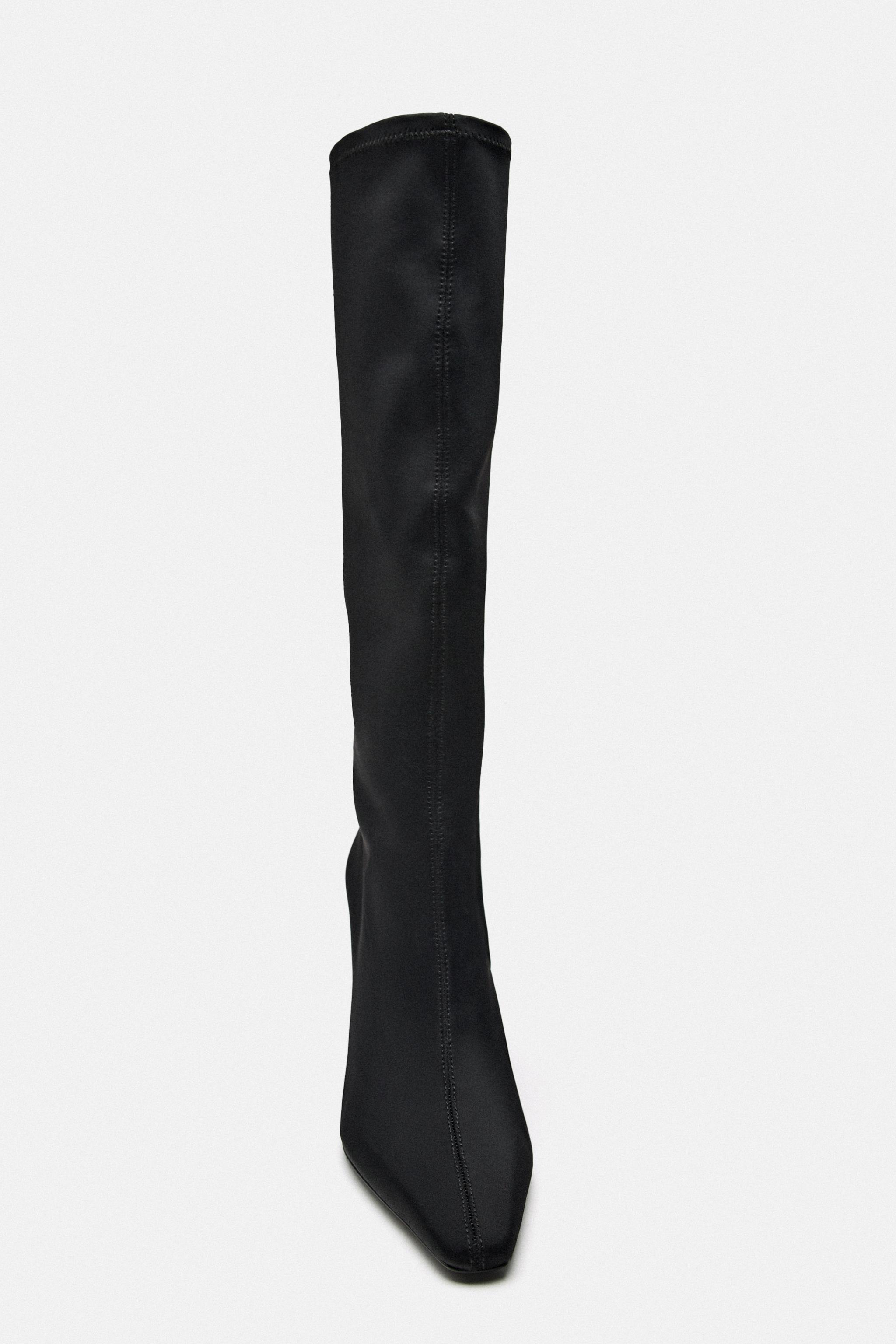 SQUARE TOE HEELED STRETCH BOOTS - Black | ZARA United States