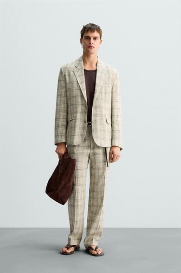 LIMITED EDITION CHECK SUIT BLAZER - Beige by Zara - Image 0