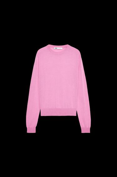 EINFARBIGER BASIC-STRICKPULLOVER - Rosa von Zara