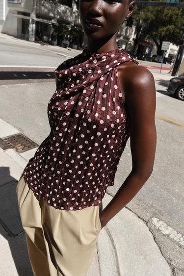 BLUSA DE BOLINHAS - Cru / Grená da Zara