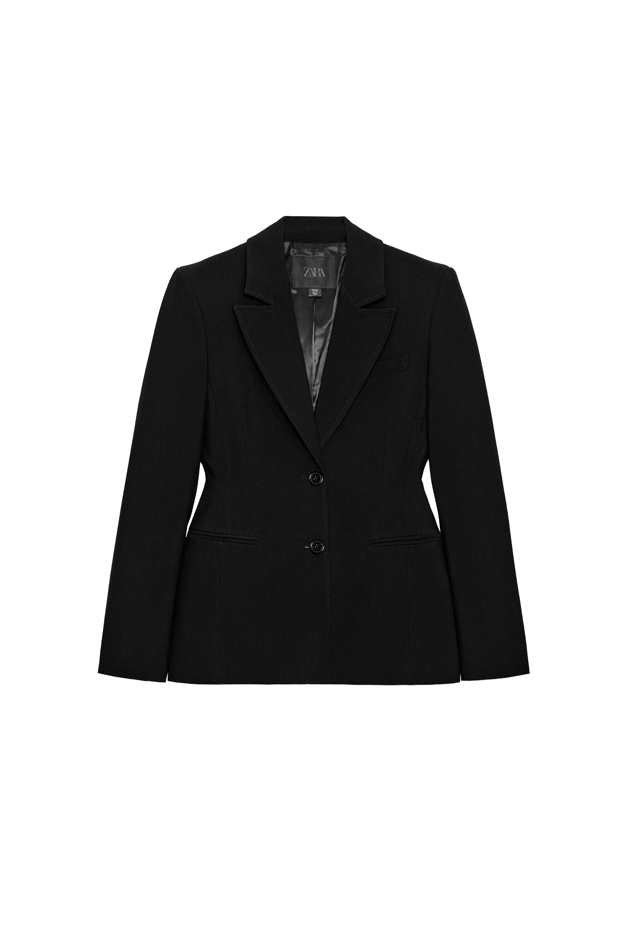 FITTED BLAZER WITH TOPSTITCHING ZW COLLECTION - Black | ZARA South