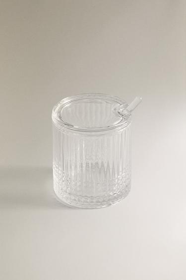 GLASS SUGAR BOWL WITH RAISED GEOMETRIC DESIGN - 990 by Zara - Image 1