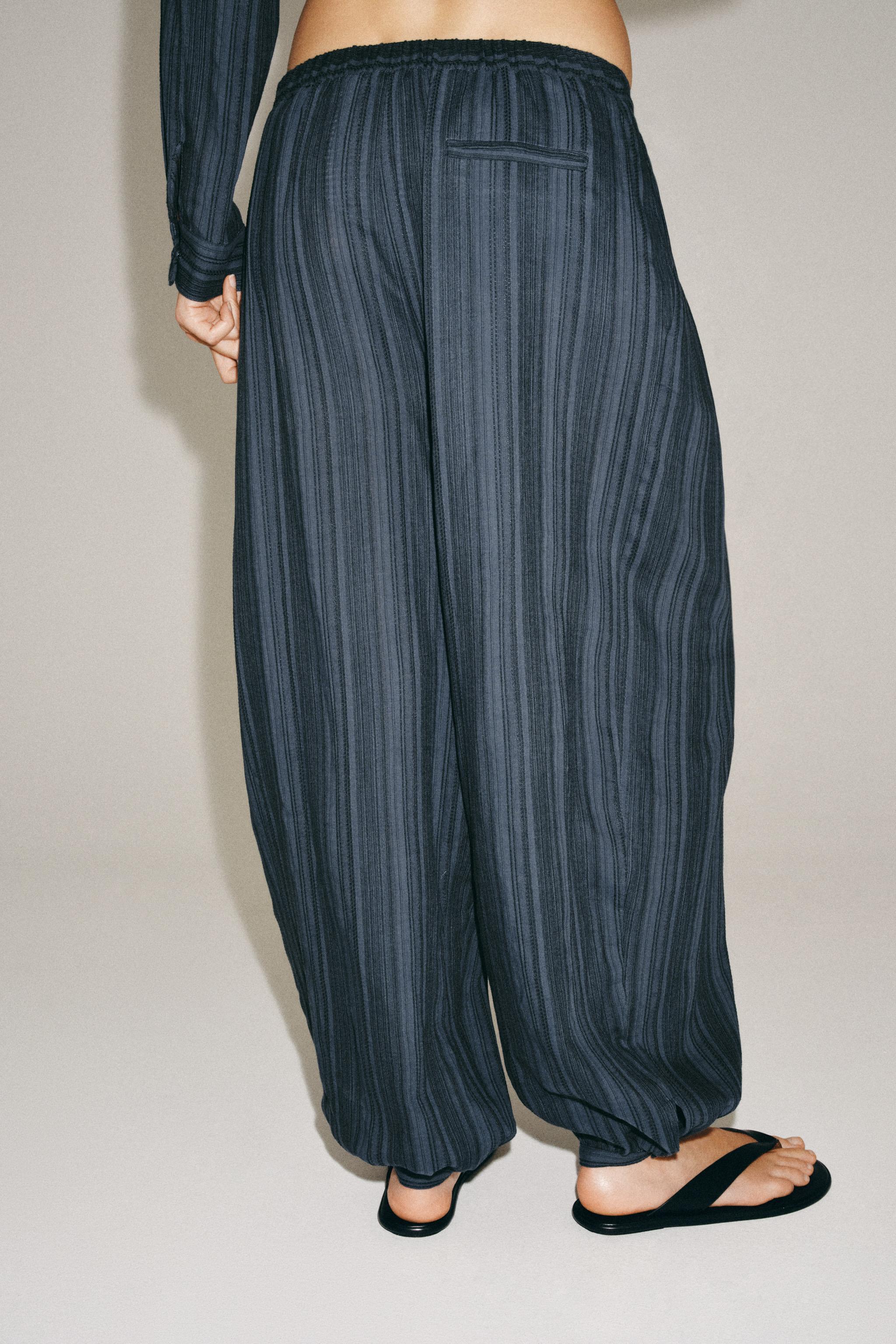 Женские брюки Zara ZW COLLECTION STRIPED BLOOMER PANTS — фото 7