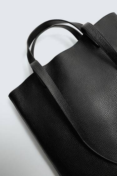 LEATHER TOTE BAG - Black by Zara - Image 5