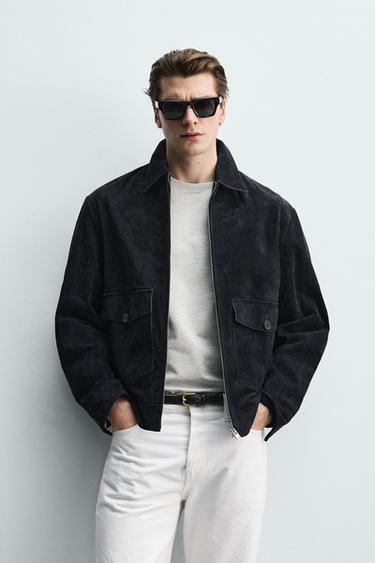 Zaras MOCKAJACKA REGULAR FIT - Marinblå