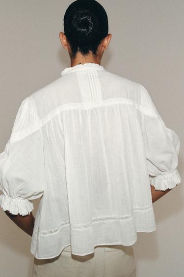 ZW COLLECTION ROMANTIC COTTON SHIRT - Ecru by Zara - Image 2