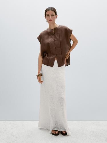 Zara Waistcoat with buttoned chest detail - Brown