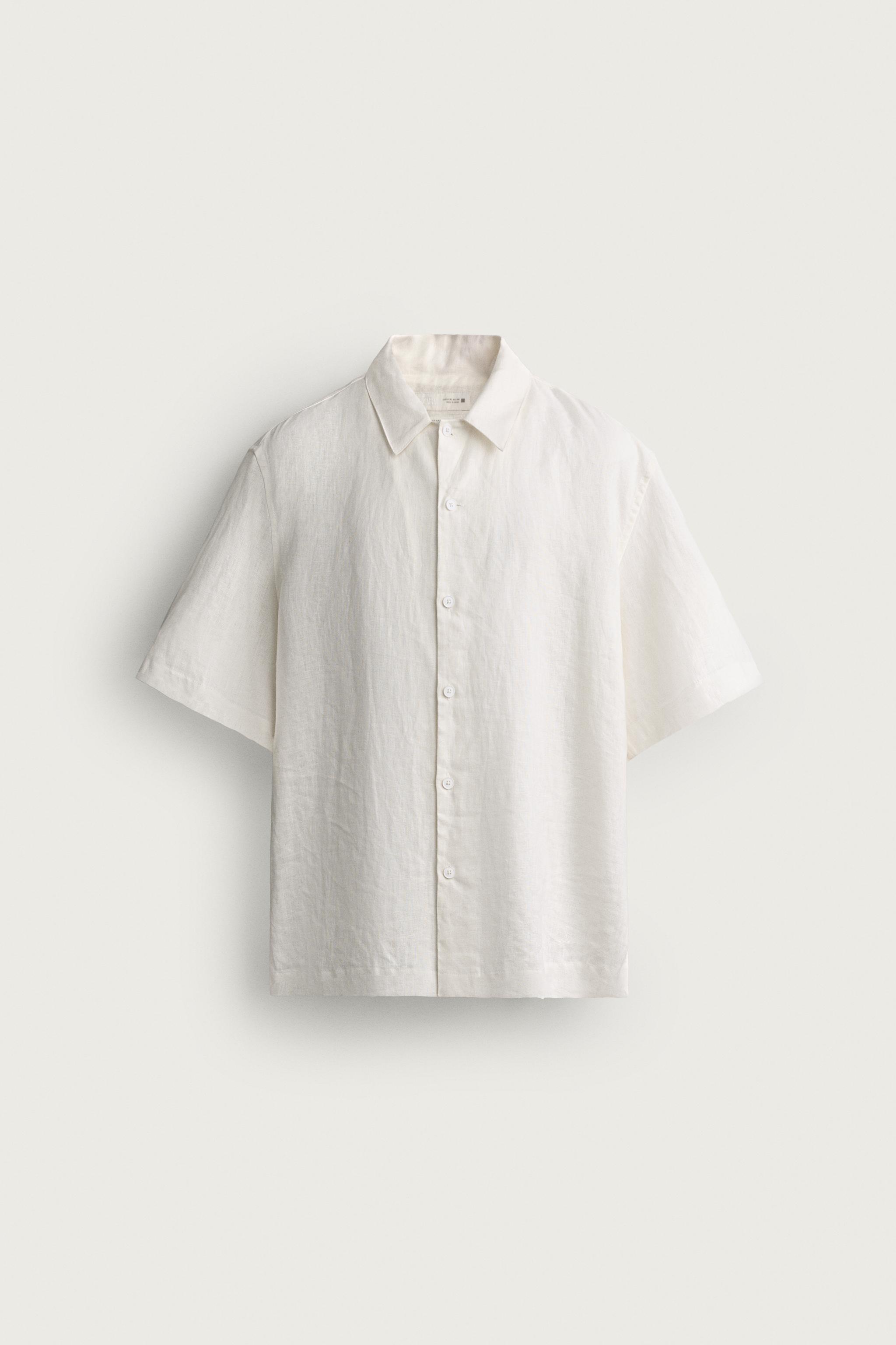 100% LINEN RELAXED FIT SHIRT — White