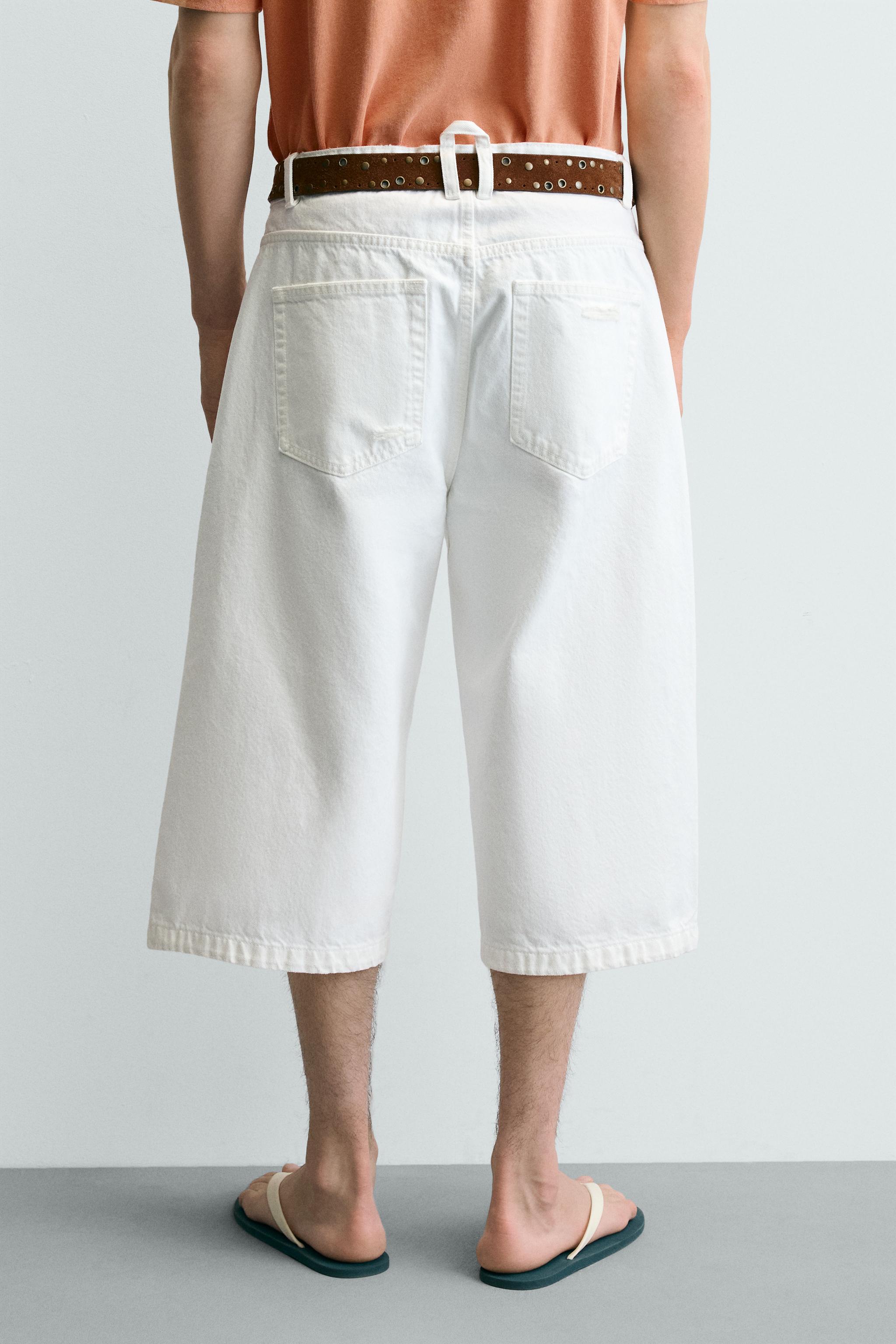 RIPPED RELAXED FIT DENIM JORTS