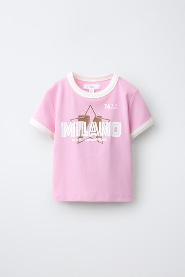 Zara SOCCER PRINT T-SHIRT - Pink