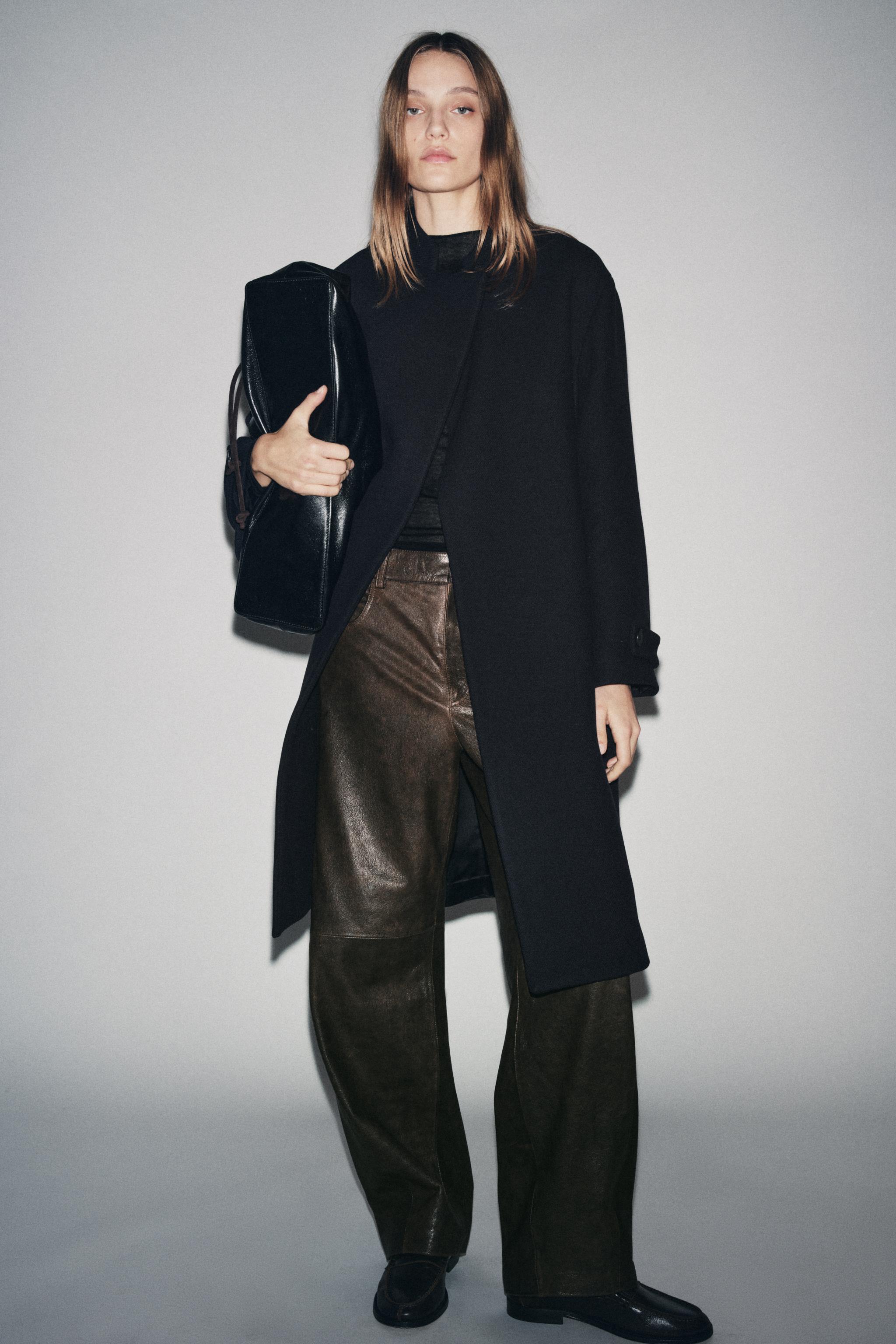 ZARA ネイビー バルーンスリーブ MA-1 ロングコート ZARA ザラ コート ネイビー スタンドカラー 秋 冬 コート