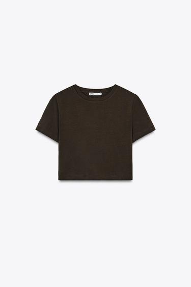 T-SHIRT COURT EXTENSIBLE - Vert de Zara