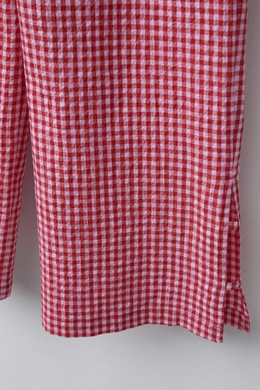 GINGHAM CHECK TROUSERS - Red by Zara - Image 3