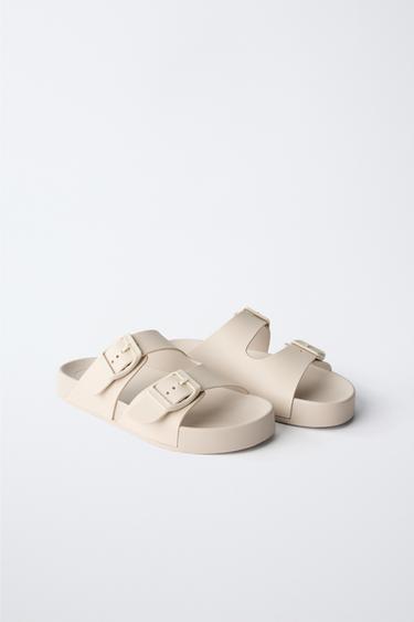 ПЛЯЖНЫЕ ТАПОЧКИ С ПРЯЖКАМИ — Небеленый от Zara