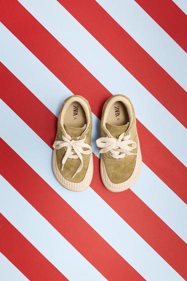 KOŽENÉ TENISKY - Zelená khaki od Zara