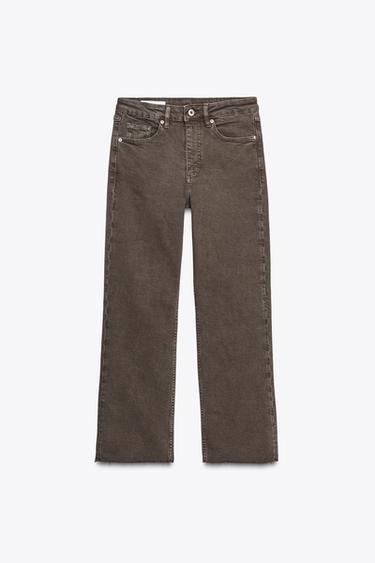TRF CROPPED FLARE HIGH-WAIST JEANS - Brown by Zara