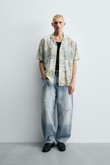 RIPPED BAGGY FIT JEANS - Grey / Blue by Zara - Image 0