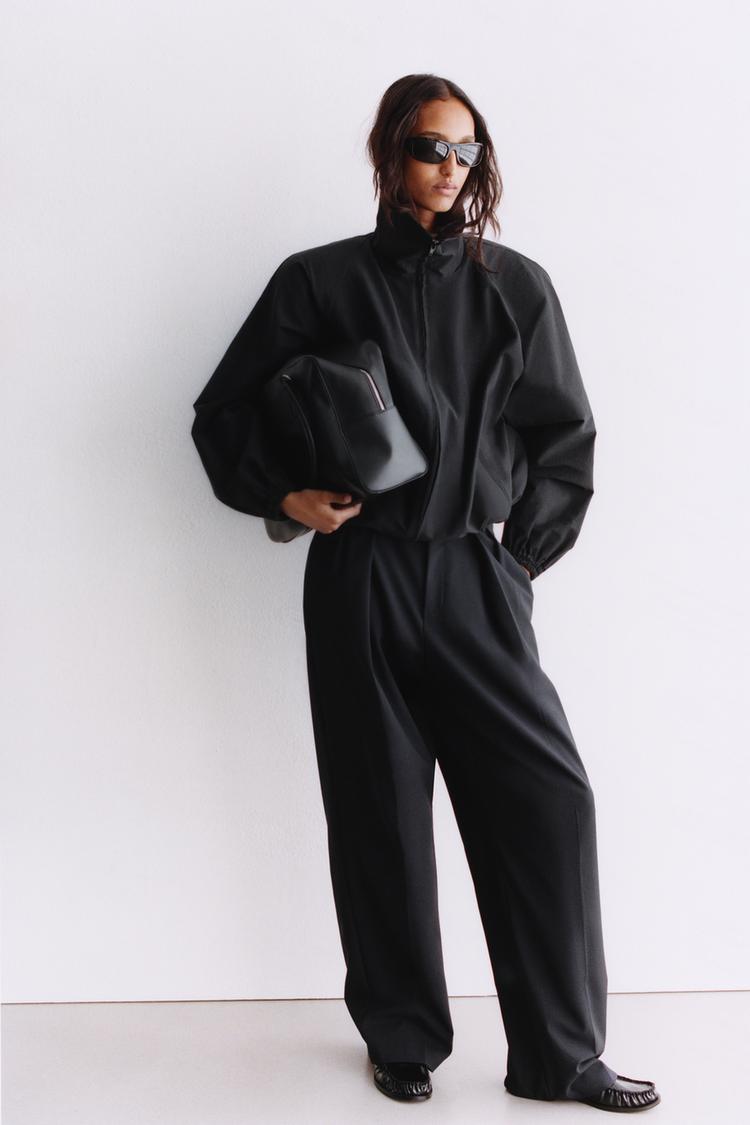 TECHNICAL FABRIC JACKET WITH SHOULDER PADS