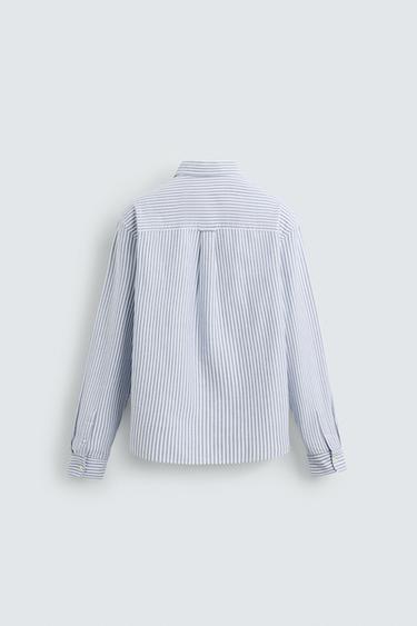 TEXTURED OXFORD SHIRT - White / Sky blue by Zara - Image 7